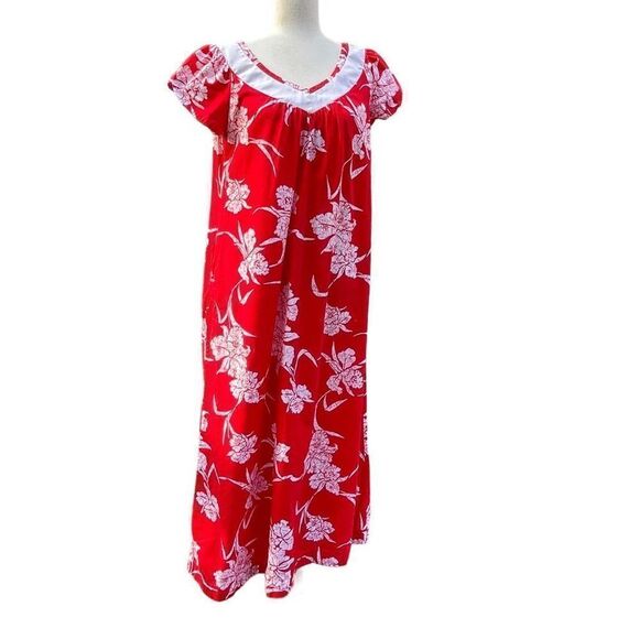 Vintage Hilo Hattie Womens Hawaiian Maxi Dress Mu Mu Loungewear Porch Dress - Picture 2 of 12